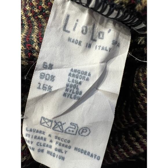 Liola Wool Cardigan 16 XL Equestrian Gold Button Sweater Angora Navy Italy - Picture 7 of 7